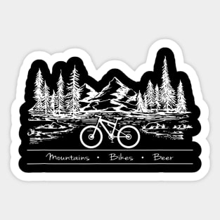 Mountain Bike MTB Shirt Mountains Bikes and Beer Sticker